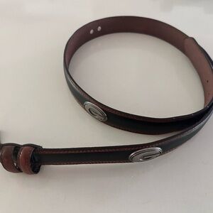 Black and Brown Leather Belt with Silver Conchos